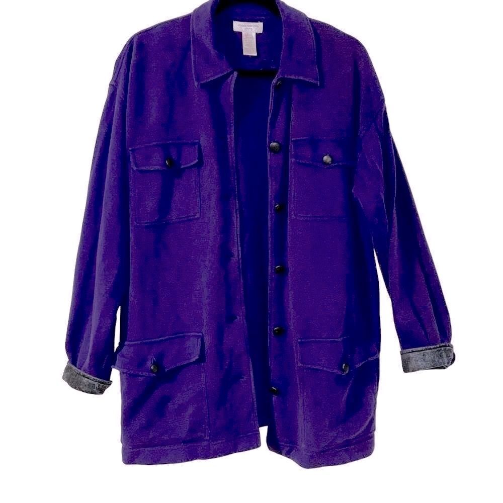 Jones New York Sport purple cotton shirt jacket shacket w pockets Large